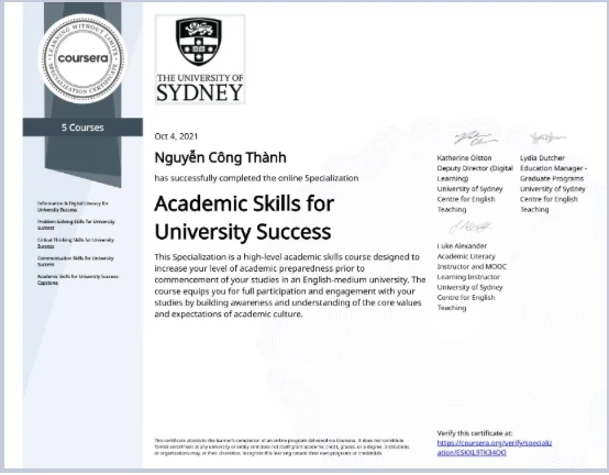 Academic Skills for University Success Specialization