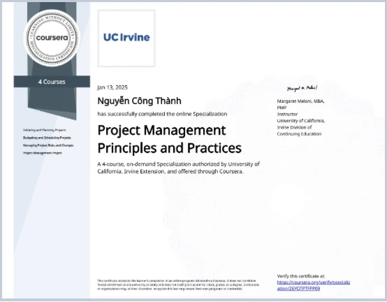 Project Management Principles and Practices Specialization