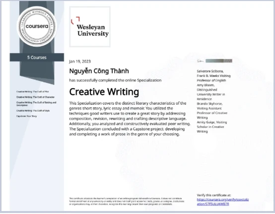Creative Writing Specialization