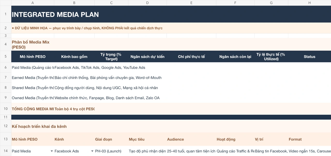 V17工作簿摘录：Integrated Media Plan。