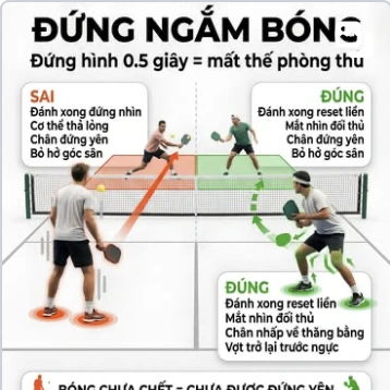 Nội dung hướng dẫn di chuyển sau khi đánh bóng pickleball
